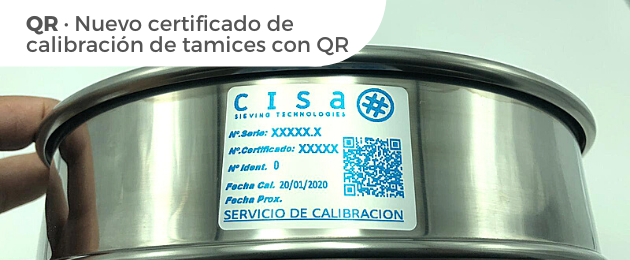 QR: Nuevo certificado de calibración de tamices con QR.